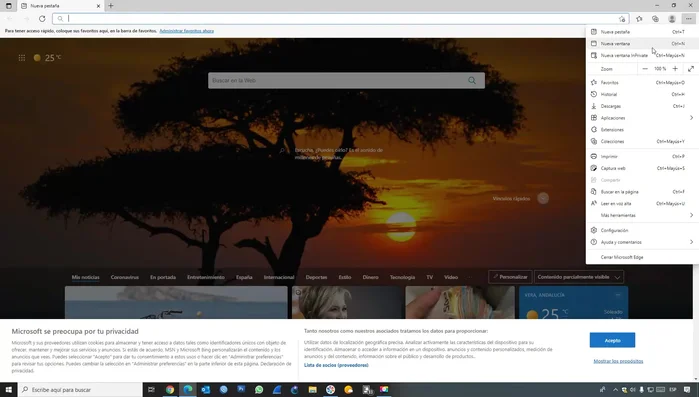 Selecciona "Configuración" en el menú desplegable.