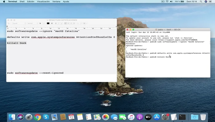 Reiniciar el dock ejecutando el tercer comando para ver los cambios (opcional).