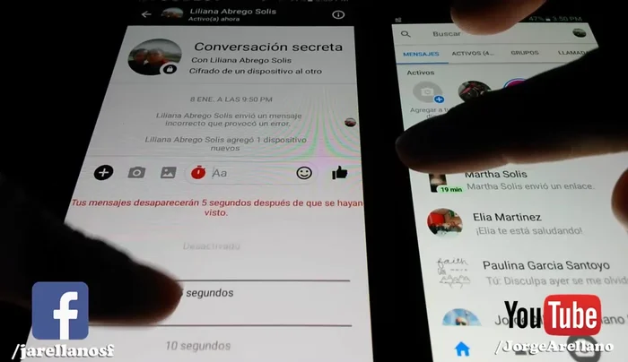 Establece el temporizador para la eliminación automática de los mensajes (5 segundos, 10 segundos, 30 segundos, 1 minuto, etc.).
