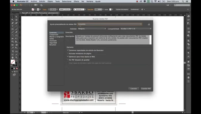 Guardar el archivo como PDF para incluir las líneas de corte.