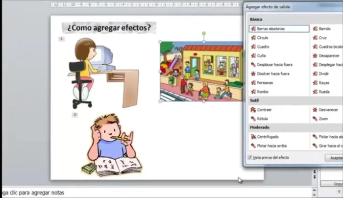 Seleccionar una tercera imagen y añadir una animación de salida (ej: desvanecer).