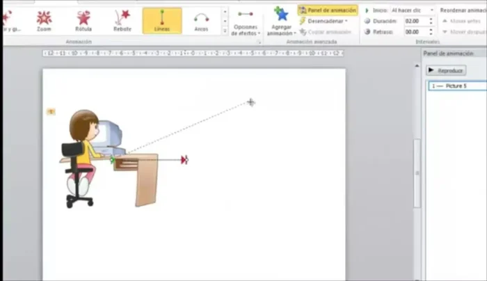 Seleccionar una imagen y usar una animación de trayectoria para moverla en pantalla (ej: mover a la derecha).