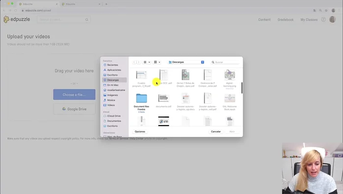 Seleccionar el vídeo descargado y subirlo a Passel.