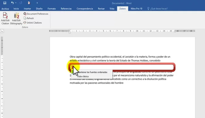Para añadir el número de página, haz doble clic en la cita, edita la información y añade la página.