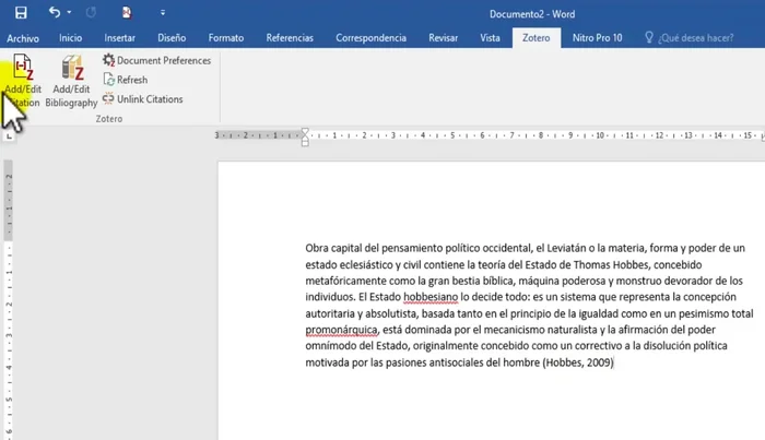 Para añadir el número de página, haz doble clic en la cita, edita la información y añade la página.