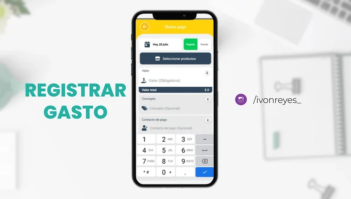 Gestionar deudas (por cobrar y por pagar) agregando detalles como concepto y contacto.