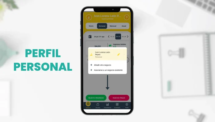 Agregar tu información personal y de negocio.