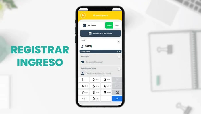 Gestionar deudas (por cobrar y por pagar) agregando detalles como concepto y contacto.