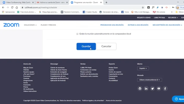 Compartir el enlace de la reunión con los participantes (correo electrónico, WhatsApp, Facebook).