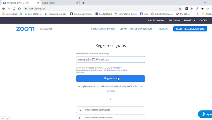 Completar el registro con nombre de usuario y contraseña.