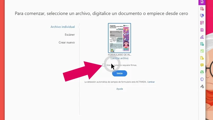 Marcar si el documento contiene campos de firma.