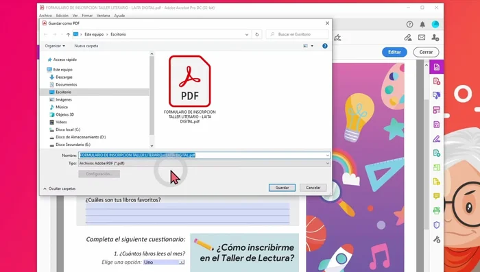 Guardar el formulario como PDF rellenable.