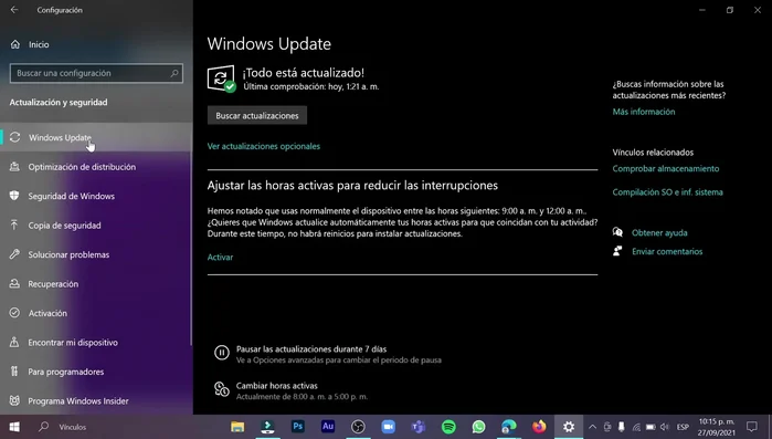Haz clic en 'Windows Update' en la barra lateral izquierda.