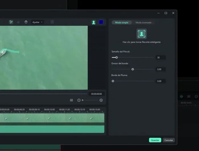 Invierte la máscara y procesa el recorte.