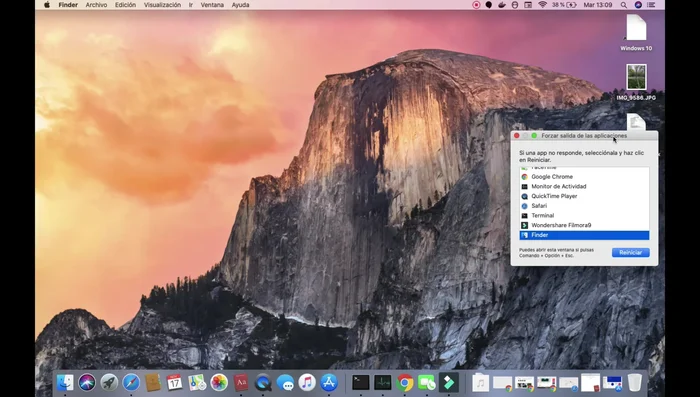 Selecciona la aplicación problemática en la ventana que aparece.