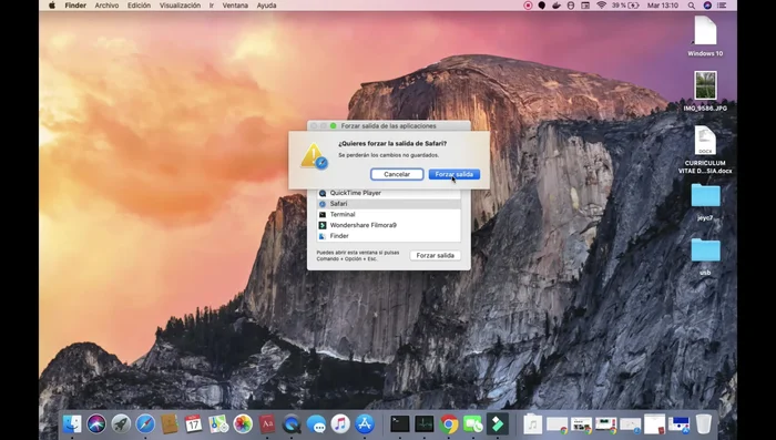 Haz clic en 'Forzar salida'.
