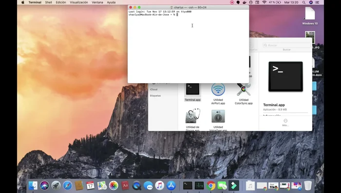 Abre 'Aplicaciones' > 'Utilidades' > 'Terminal'.