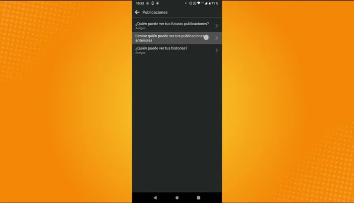 Confirma presionando las letras rojas que dicen 'Limitar publicaciones anteriores'.
