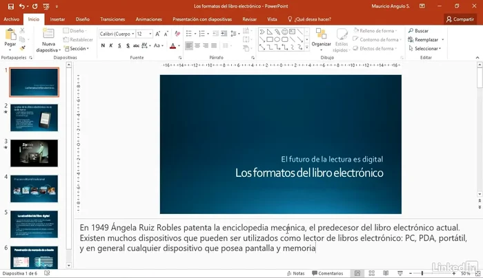 Escribir las notas. Agrega recordatorios, temas de discusión u otra información útil para la presentación.