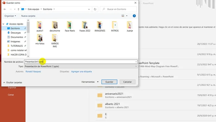Selecciona la ubicación y el nombre del archivo. En 'Tipo', elige 'Video MPEG4 (.mp4)' y guarda.