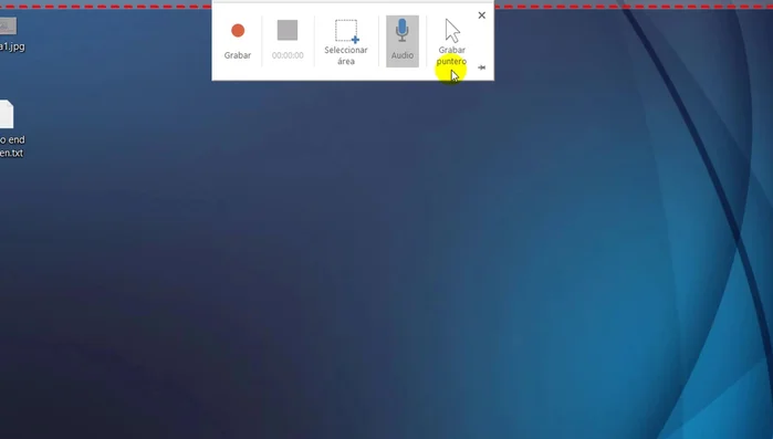 Activa la opción 'Grabar puntero' para que se vea el movimiento del ratón en la grabación.