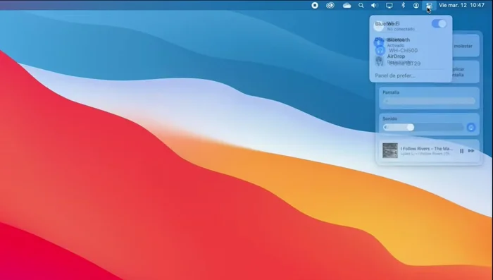 Acceder al Centro de Control: Pulsar en el icono del Centro de Control en la barra superior.