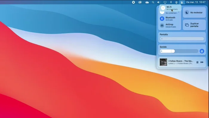 Acceder al Centro de Control: Pulsar en el icono del Centro de Control en la barra superior.