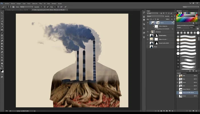 Pintar con blanco en la máscara para mostrar el efecto del desenfoque.