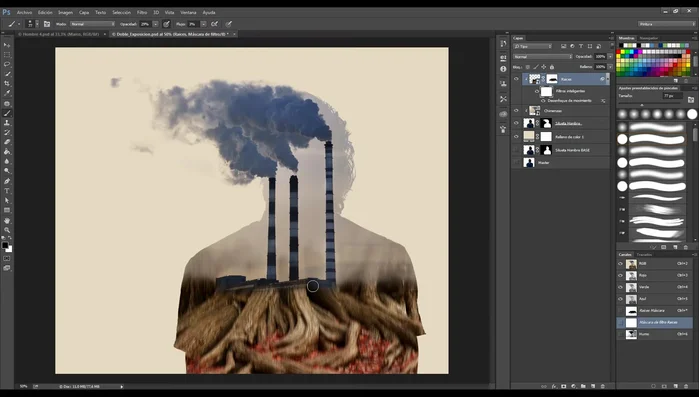 Pintar con blanco en la máscara para mostrar el efecto del desenfoque.