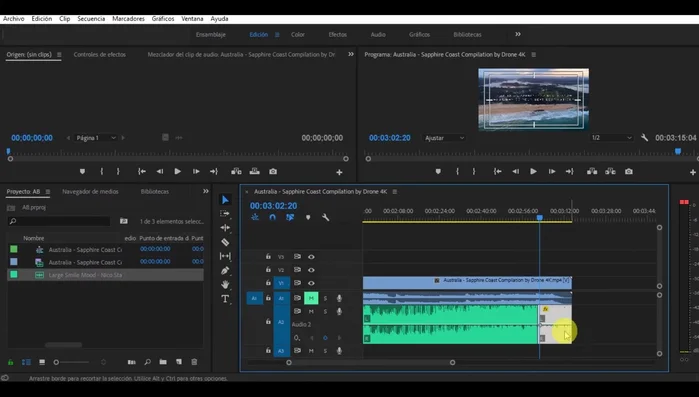 Agregar fotogramas clave al audio para controlar el volumen a lo largo del tiempo. Hacer clic en la línea de volumen del audio para agregar un fotograma clave, luego arrastrar el control deslizante del volumen para ajustar el nivel de audio en ese punto específico del tiempo.