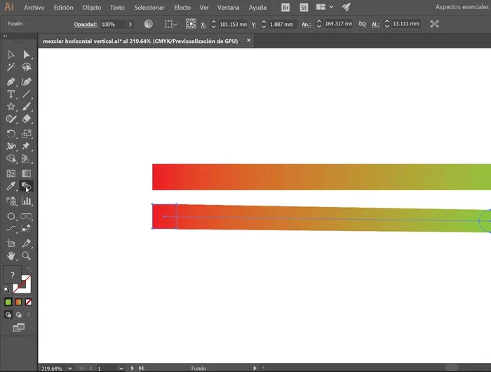 En 'Espaciado', seleccionar 'Pasos especificados' e indicar el número de pasos deseados (ej: 3 para una fusión suave, 1 para una transición más brusca).