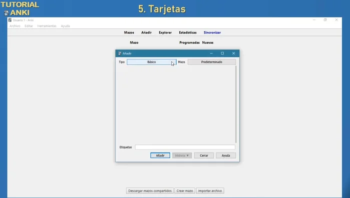 Adición de preguntas básicas y con imágenes.