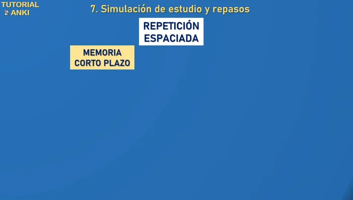 Simulación de estudio y uso de etiquetas para la repetición espaciada.