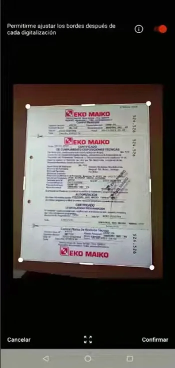 Confirmar el escaneo.