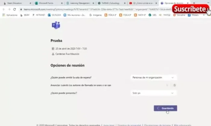Guardar la reunión: Una vez que hayas configurado todo, guarda la reunión.
