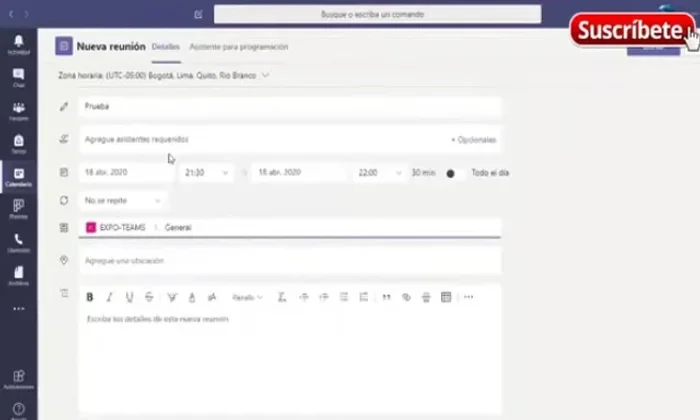 Especificar la duración: Define si la reunión durará todo el día o una franja horaria específica.