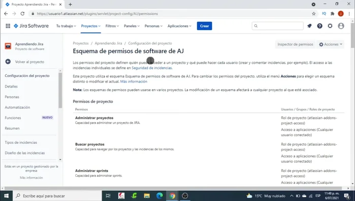 Seleccionar la opción 'Permisos'.