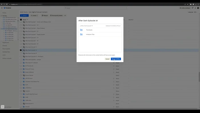 Confirma haciendo clic en 'Restaurar todos los archivos'.