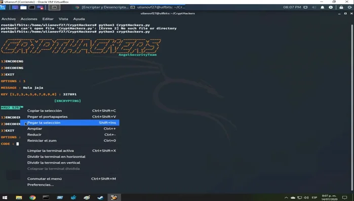 El programa mostrará el mensaje desencriptado.