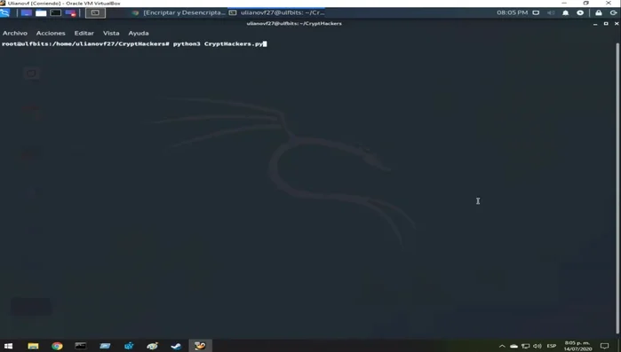 Ejecutar el programa Python (script hackers.py). Este script se encuentra disponible para descargar en la descripción del vídeo.