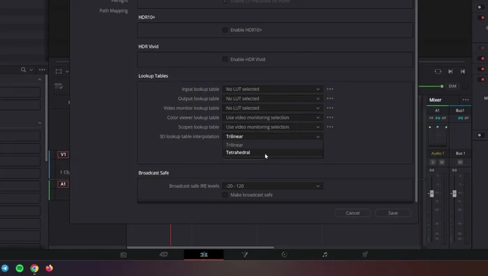 Ajustar la interpolación de las tablas de LUT a Tetrahedral para mayor precisión.