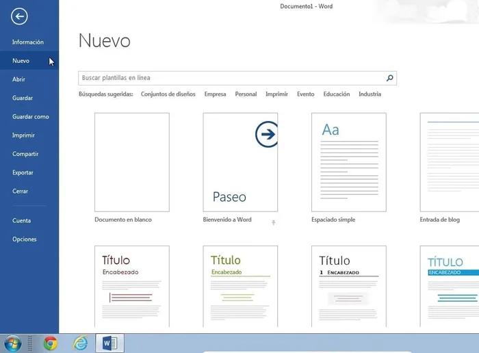Haz clic sobre la plantilla.