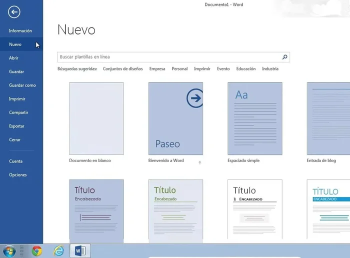 Haz clic en la opción 'Documento en blanco'.