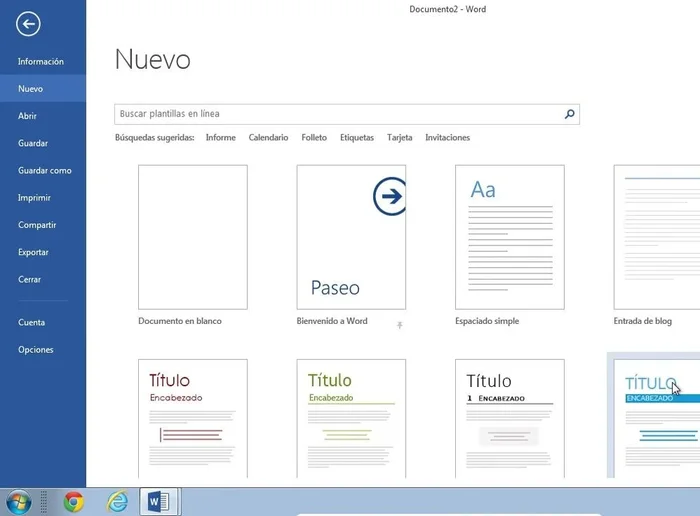 Haz clic sobre la plantilla.