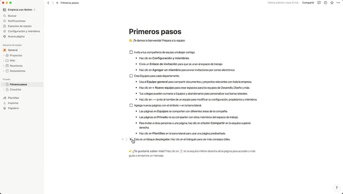 Utilizar bloques de contenido: desplegables, listas de tareas, encabezados, tablas, listas con viñetas y enumeradas, citas, líneas divisorias, enlaces a páginas, destacados e iconos.