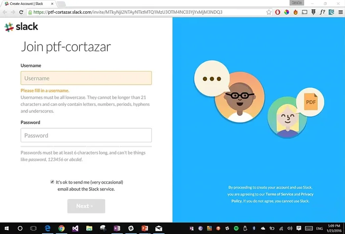 Iniciar sesión en Slack con tu correo electrónico y contraseña.