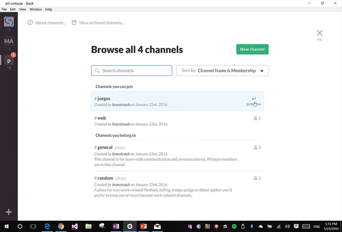 Explorar los canales disponibles y unirte a los que sean relevantes para ti.