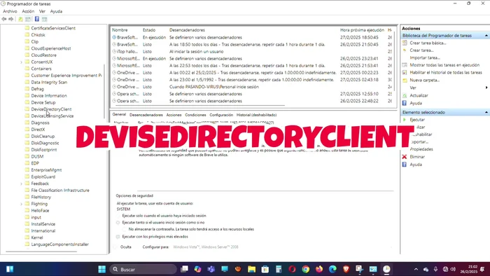 Buscar la tarea "Device Directory Client"