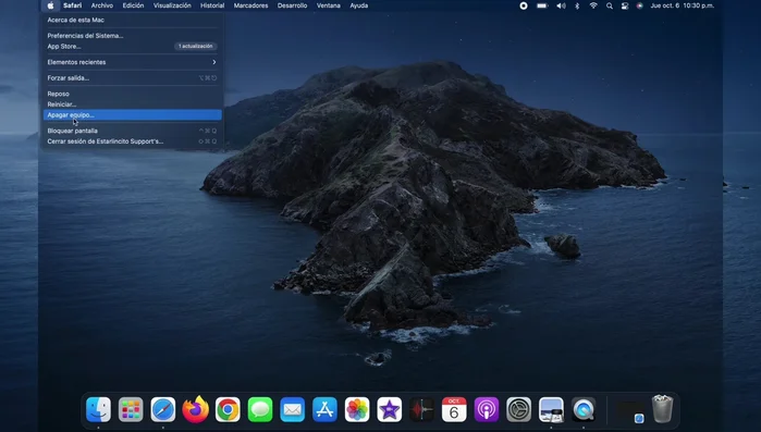 Explorar el Menú de Apple: Acerca de esta Mac (información del sistema), Soporte, Recursos.