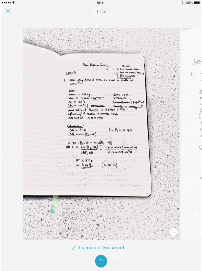 Elimina los escaneos no deseados tocando los tres puntos en la parte inferior y seleccionando 'Eliminar'.